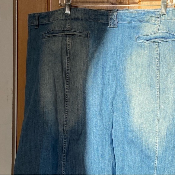 Lane Bryant Zip Front Raw Hem Distressed Denim Jean A-Line Skirt Size 28 - Picture 9 of 16